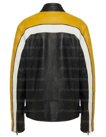 Los Angeles Hailey Bieber Black and Yellow Leather Jacket Los Angeles Hailey Bieber Black and Yellow Leather Jacket