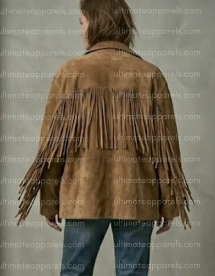 The Maverick Disstressed Suede Camel Oversized Boyfriend Fringe Jacket
