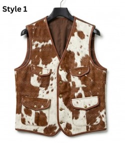 Handmade Western Cowhide Leather Natural Hairon Vest