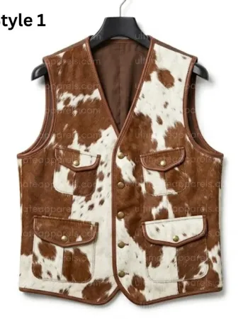 Handmade Western Cowhide Leather Natural Hairon Vest
