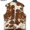 Handmade Western Cowhide Leather Natural Hairon Vest