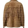 The Maverick Disstressed Suede Camel Oversized Boyfriend Fringe Jacket