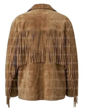 The Maverick Disstressed Suede Camel Oversized Boyfriend Fringe Jacket The Maverick Disstressed Suede Camel Oversized Boyfriend Fringe Jacket
