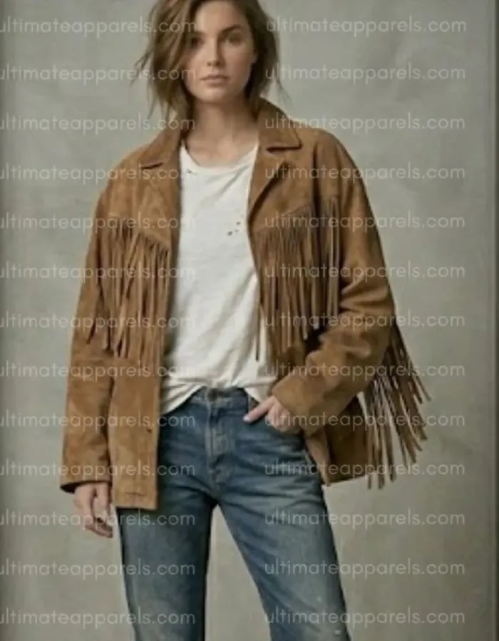 The Maverick Disstressed Suede Camel Oversized Boyfriend Fringe Jacket
