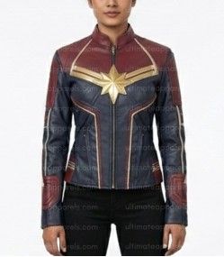 Captain Marvel Brie Larson Carol Danvers Leather Costume Jacket
