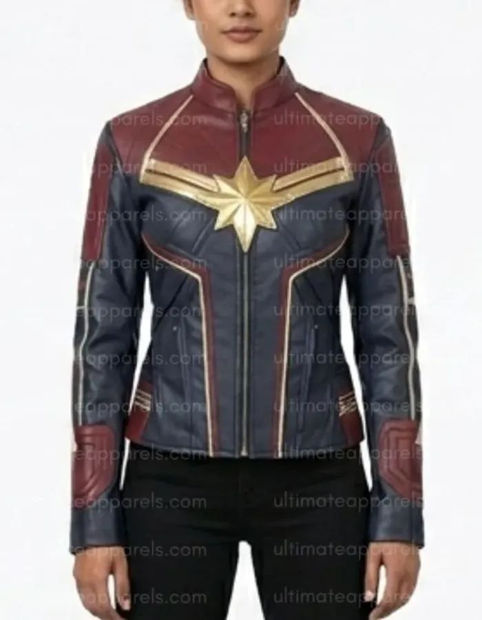 Captain Marvel Brie Larson Carol Danvers Leather Costume Jacket Captain Marvel Brie Larson Carol Danvers Leather Costume Jacket