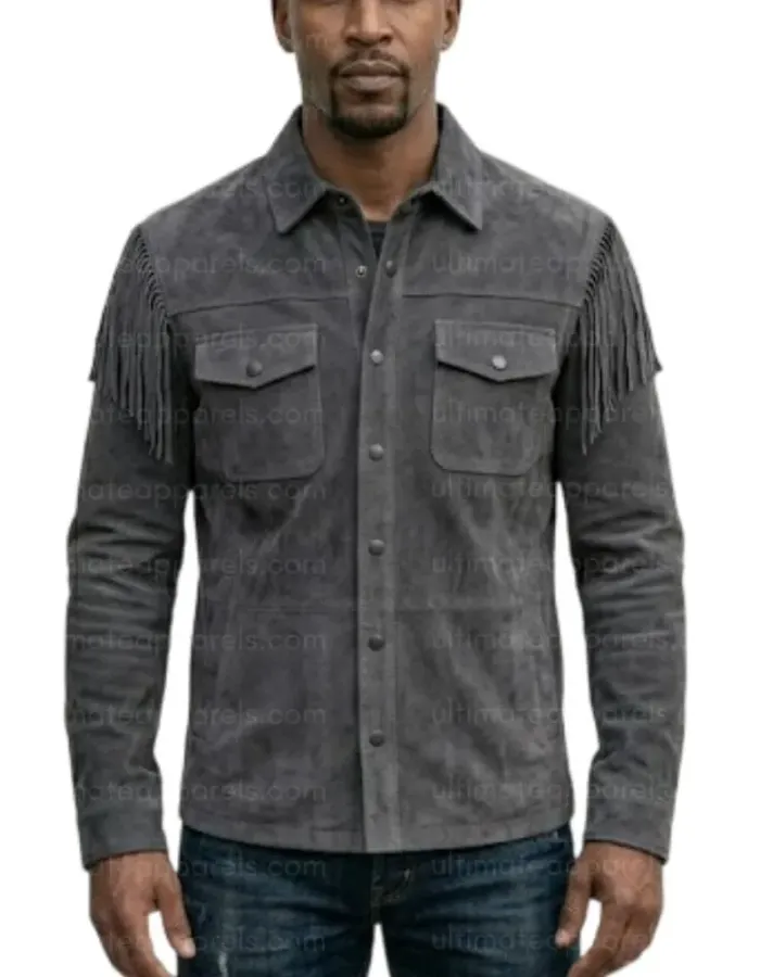 The Transit Charcoal Gray Suede Tassel Jacket The Transit Charcoal Gray Suede Tassel Jacket