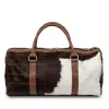 Vintage Style Genuine Cowhide Leather Travel Duffel Weekender Bag