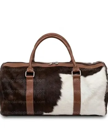 Vintage Style Genuine Cowhide Leather Travel Duffel Weekender Bag
