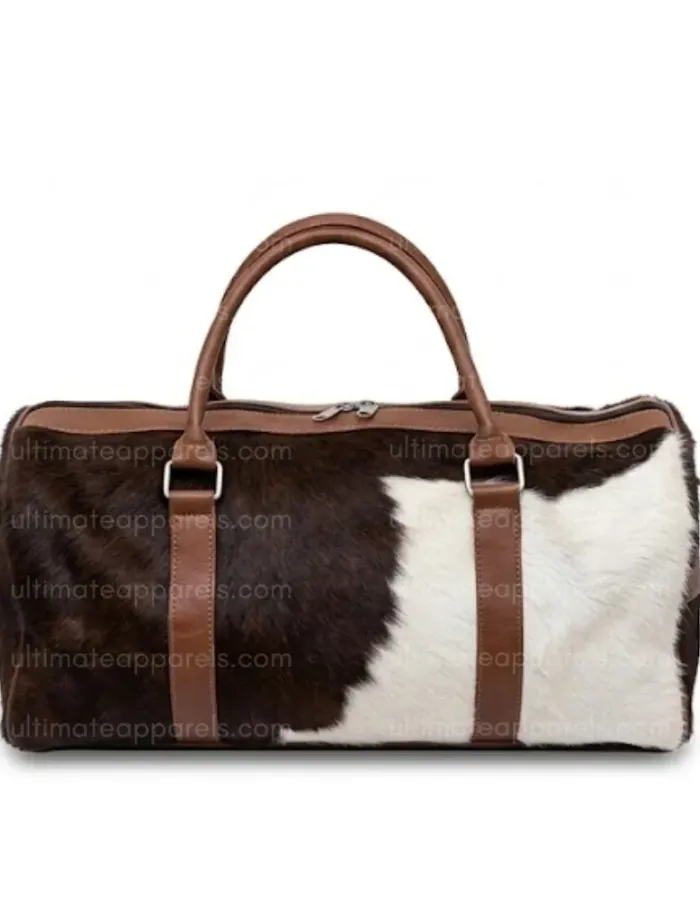 Vintage Style Genuine Cowhide Leather Travel Duffel Weekender Bag