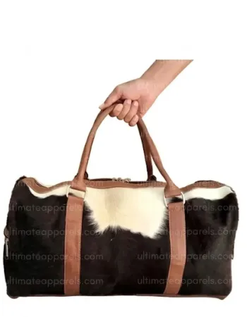 Vintage Style Genuine Cowhide Leather Travel Duffel Weekender Bag