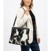 Handmade Cow Fur Genuine Cowhide Leather Tote Bag for Women with Studded Detail 