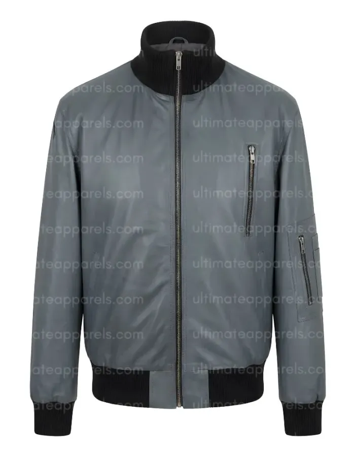German Flag Luftwaffe Pilots Flight Grey Leather Jacket