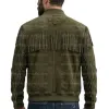 The Outpost Olive Green Suede Fringe Utility Jacket The Outpost Olive Green Suede Fringe Utility Jacket