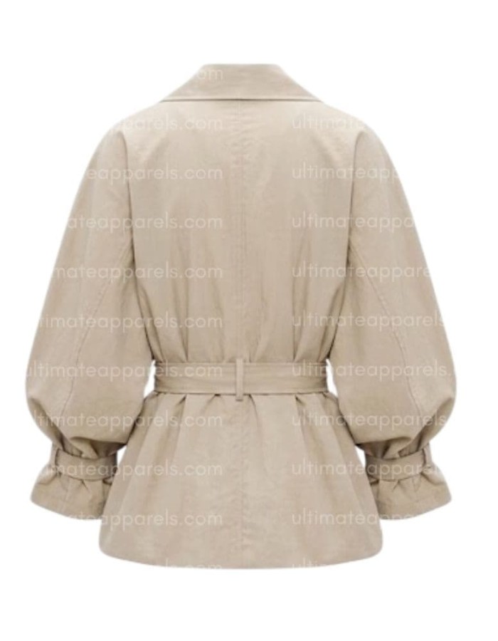 Hailey Bieber Sydney Beige Belted Cotton Jacket Hailey Bieber Sydney Beige Belted Cotton Jacket