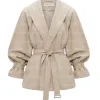 Hailey Bieber Sydney Beige Belted Cotton Jacket