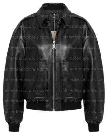 Los Angeles Hailey Bieber Bomber Leather Jacket