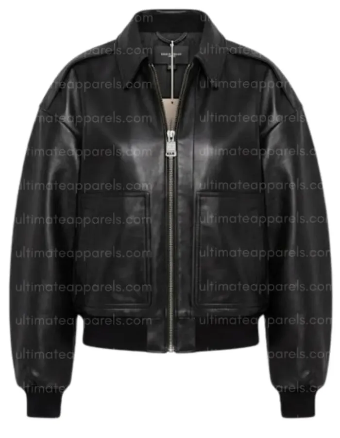 Los Angeles Hailey Bieber Bomber Leather Jacket