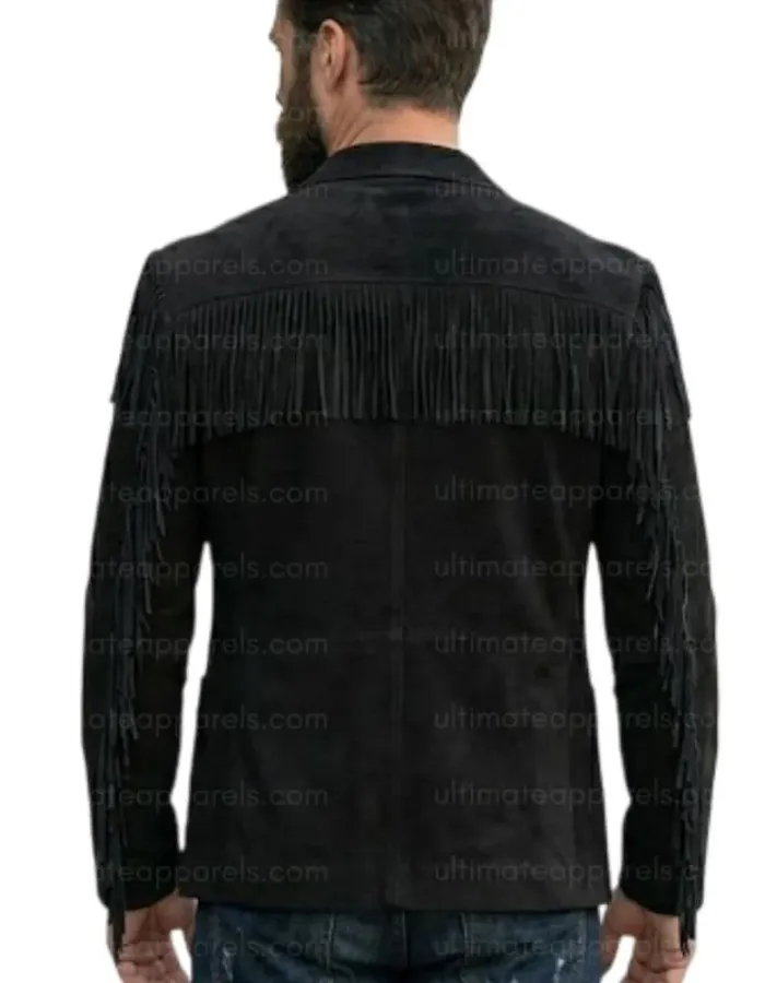 The Midnight Black Suede Fringe Blazer The Midnight Black Suede Fringe Blazer