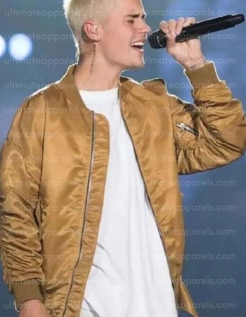 Justin Bieber Brown Spring Bomber Jacket