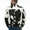 Black & White Real Hair-on Cowhide Leather Jacket for Men – Premium Winter Biker Outerwear