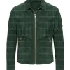 The Sherwood Forest Green Suede V-Fringe Jacket