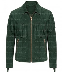 The Sherwood Forest Green Suede V-Fringe Jacket