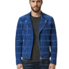 The Cobalt Rider Men’s Minimalist Blue Fringe Biker Suede Leather Jacket The Cobalt Rider Men’s Minimalist Blue Fringe Biker Suede Leather Jacket