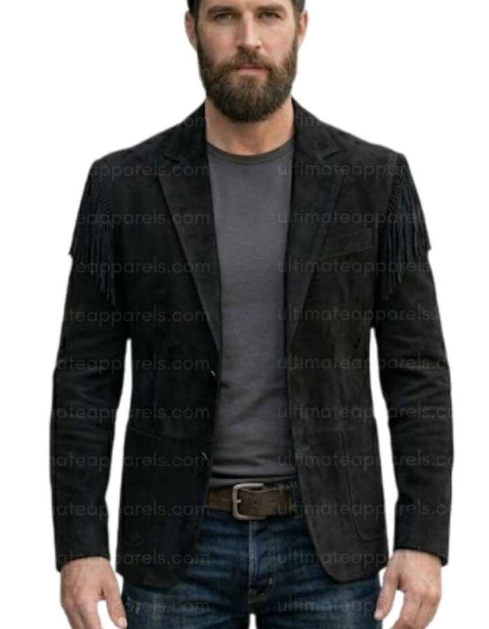 The Midnight Black Suede Fringe Blazer The Midnight Black Suede Fringe Blazer