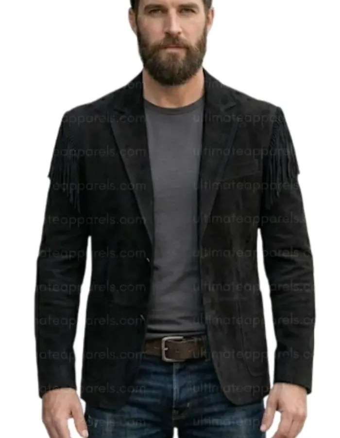 The Midnight Black Suede Fringe Blazer The Midnight Black Suede Fringe Blazer
