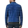 The Cobalt Rider Men’s Minimalist Blue Fringe Biker Suede Leather Jacket