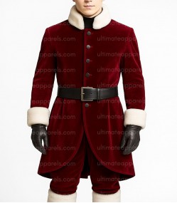 Men’s Christmas Santa Claus Maroon Velvet Coat