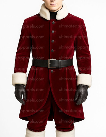 Men’s Christmas Santa Claus Maroon Velvet Coat