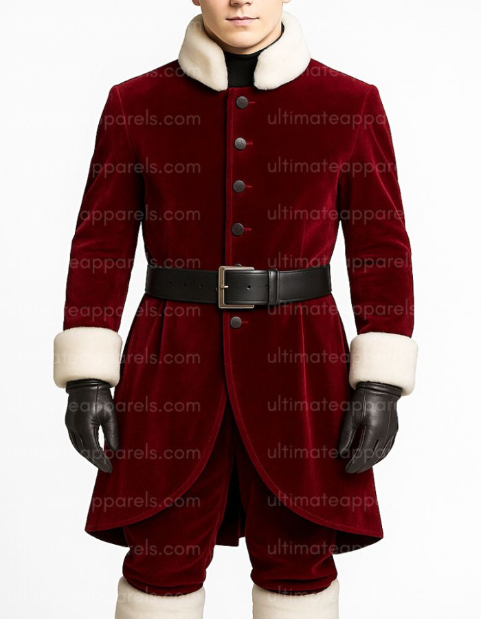 Men’s Christmas Santa Claus Maroon Velvet Coat Men’s Christmas Santa Claus Maroon Velvet Coat