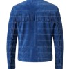 The Cobalt Rider Men’s Minimalist Blue Fringe Biker Suede Leather Jacket The Cobalt Rider Men’s Minimalist Blue Fringe Biker Suede Leather Jacket
