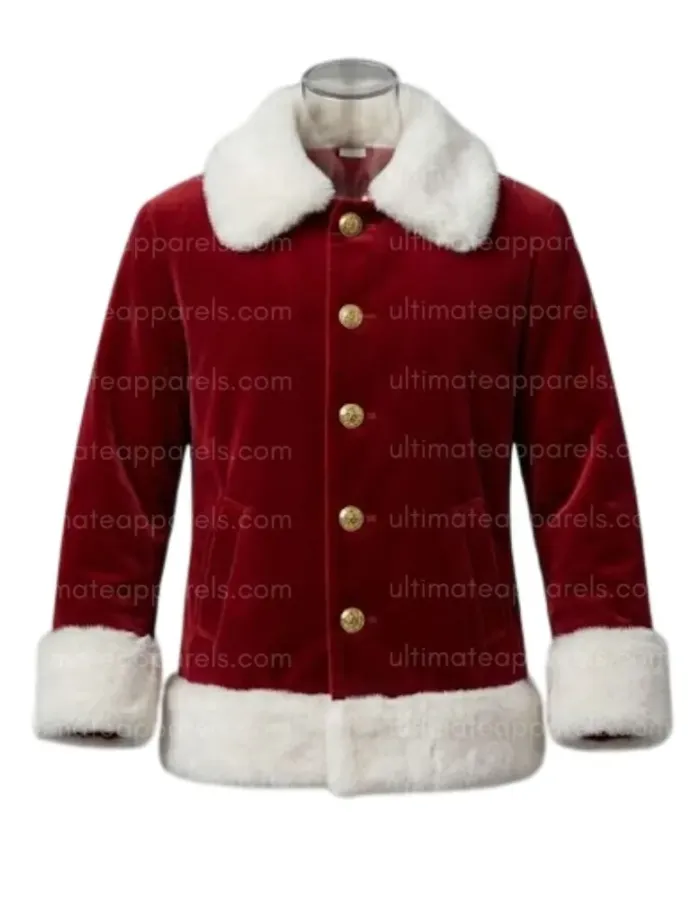 Classic Crimson Santa Claus Red Velvet White Fur Jacket Classic Crimson Santa Claus Red Velvet White Fur Jacket