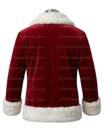 Classic Crimson Santa Claus Red Velvet White Fur Jacket Classic Crimson Santa Claus Red Velvet White Fur Jacket