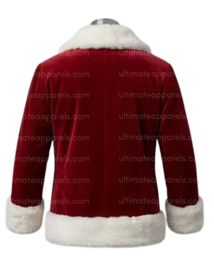 Classic Crimson Santa Claus Red Velvet White Fur Jacket Classic Crimson Santa Claus Red Velvet White Fur Jacket