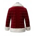 Classic Crimson Santa Claus Red Velvet White Fur Jacket