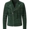 The Forest Wanderer Braided Green Fringe Suede Men’s Jacket