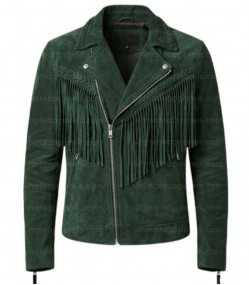 The Forest Wanderer Braided Green Fringe Suede Men’s Jacket