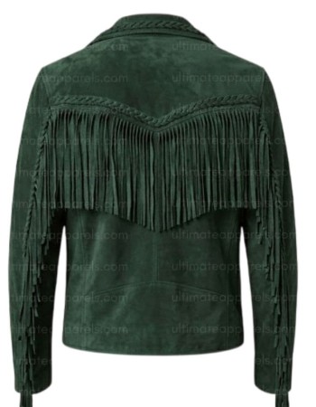 The Forest Wanderer Braided Green Fringe Suede Men’s Jacket The Forest Wanderer Braided Green Fringe Suede Men’s Jacket
