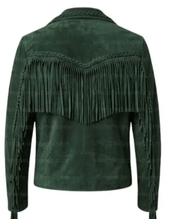The Forest Wanderer Braided Green Fringe Suede Men’s Jacket