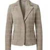 The Metro Women's Light Taupe Beige Tailored Fringe Jacket