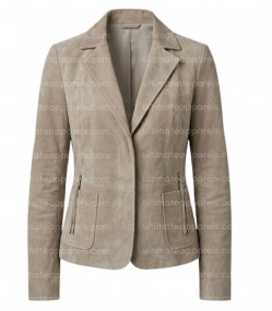 The Metro Women's Light Taupe Beige Tailored Fringe Jacket
