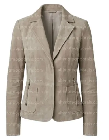 The Metro Women's Light Taupe Beige Tailored Fringe Jacket
