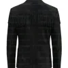 The Midnight Black Suede Fringe Blazer The Midnight Black Suede Fringe Blazer