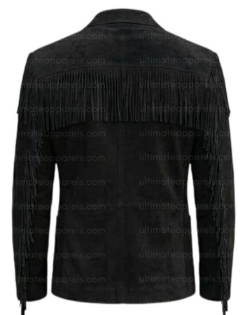 The Midnight Black Suede Fringe Blazer