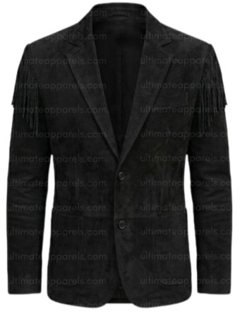 The Midnight Black Suede Fringe Blazer