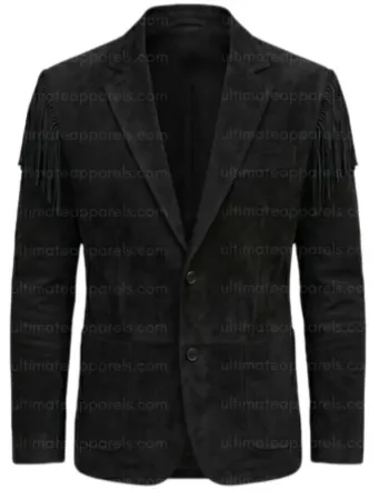 The Midnight Black Suede Fringe Blazer